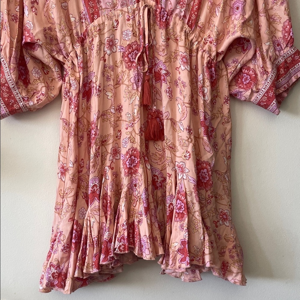 AAKAA|Boho Floral Festival Babydoll Dress withTassel Tie|Medium|GUC minor flaws* - Picture 3 of 8